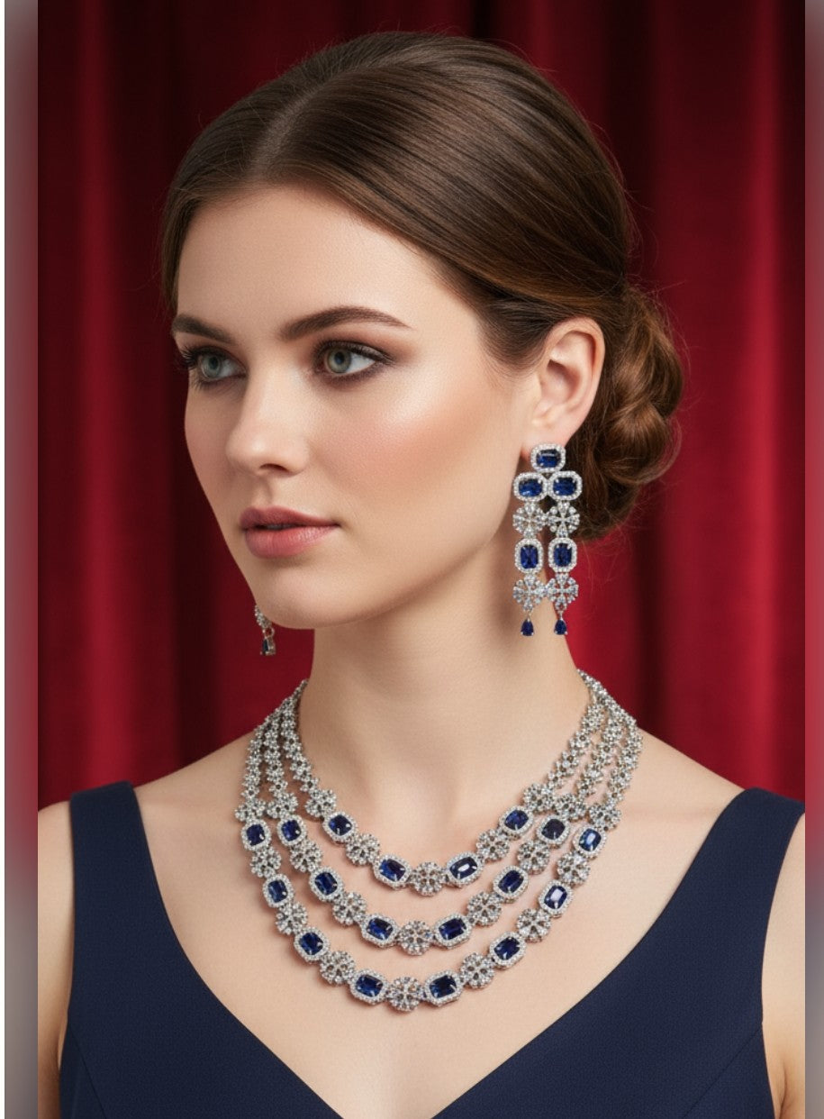 American Diamond Three Layer Beautiful Necklace