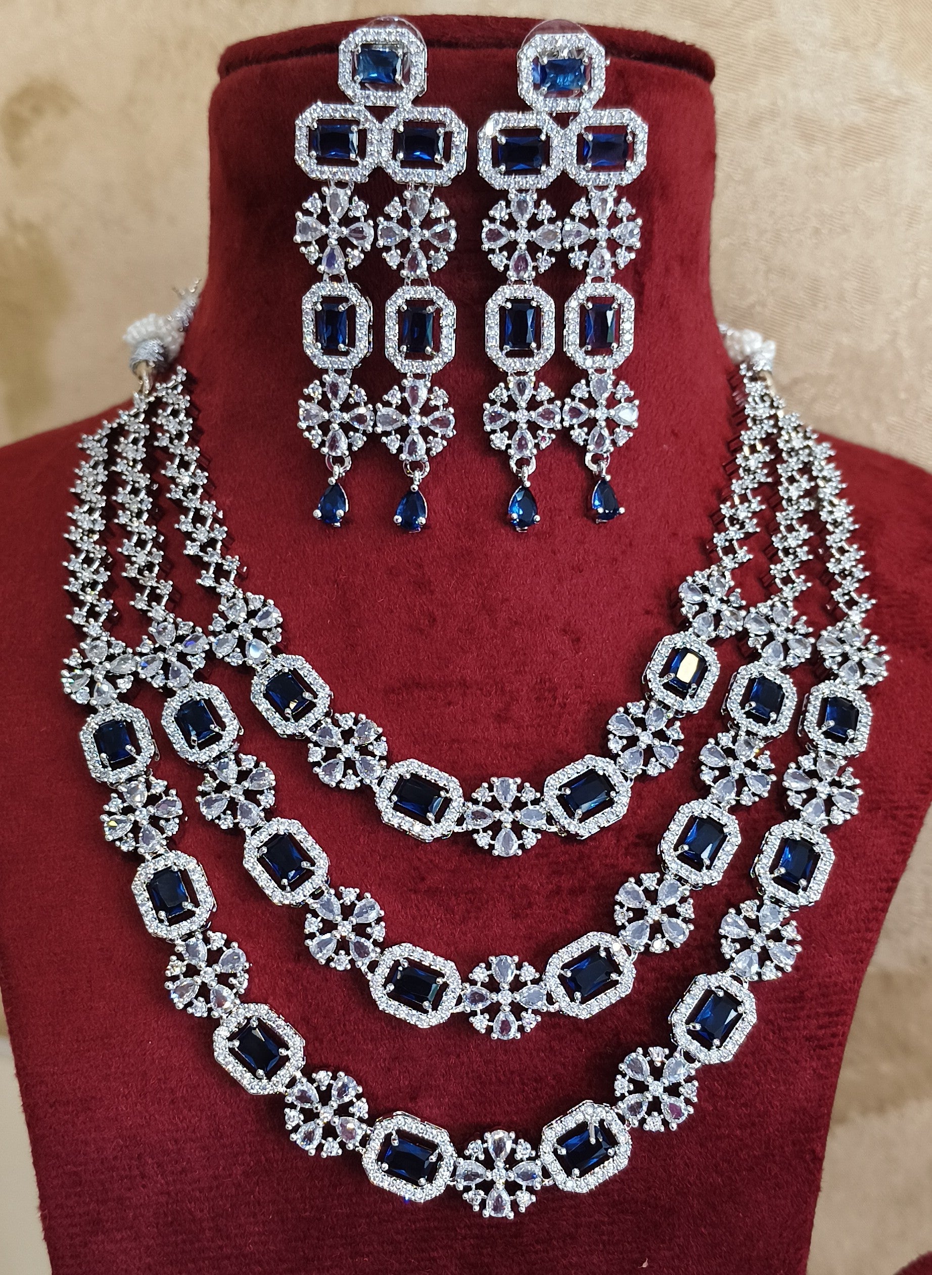 American Diamond Three Layer Beautiful Necklace