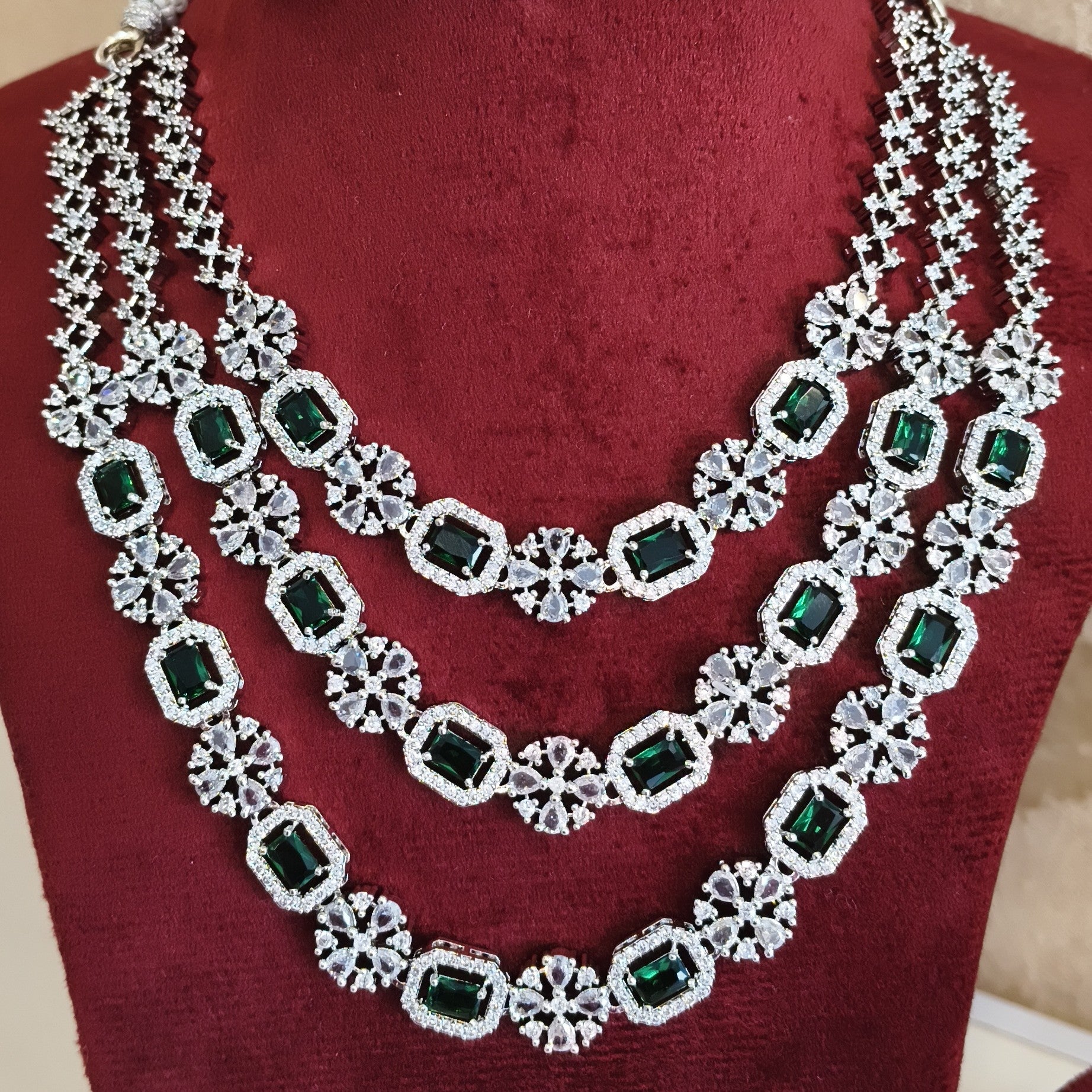 American Diamond Three Layer Beautiful Necklace