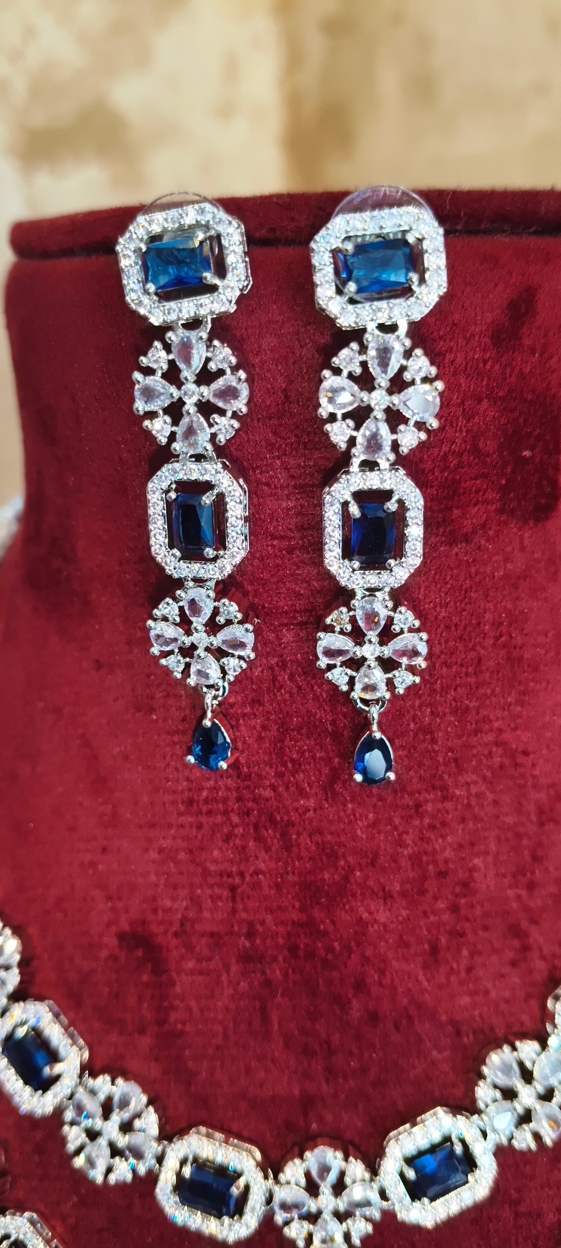 American Diamond Necklace Set | Two Layer | CZ Necklace | Party Wear | Wedding