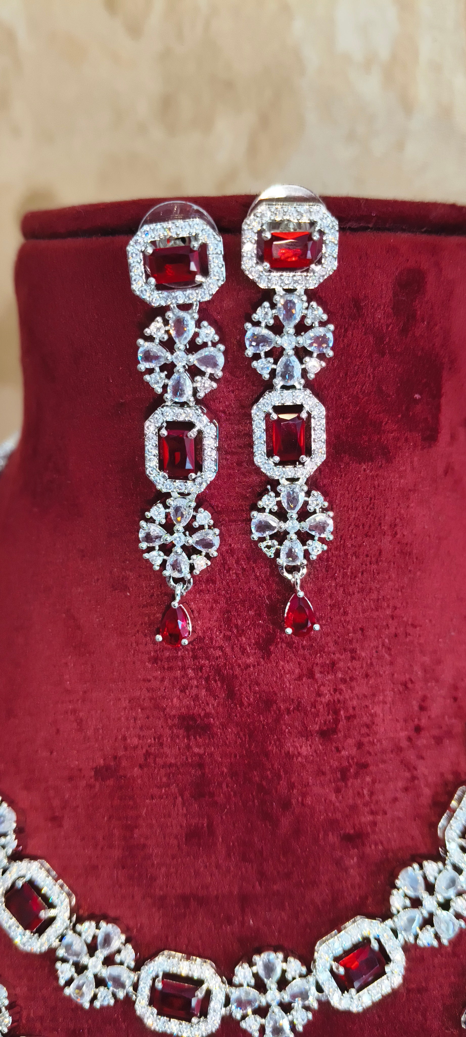 American Diamond Necklace Set | Two Layer | CZ Necklace | Party Wear | Wedding