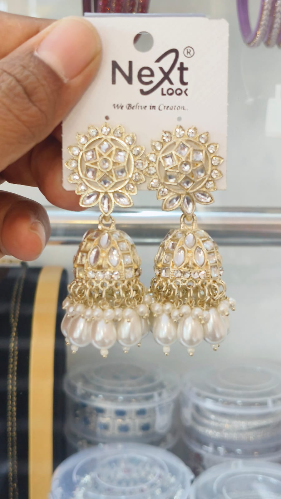Kundan Pearl Jumkha - Traditional Look Jumkha