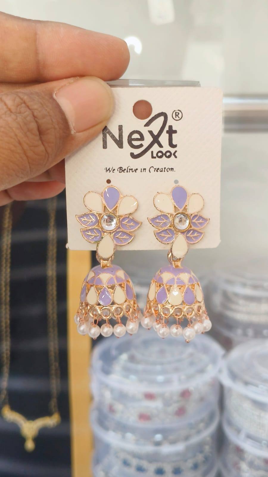 Meenakari Work Flower Jumkha