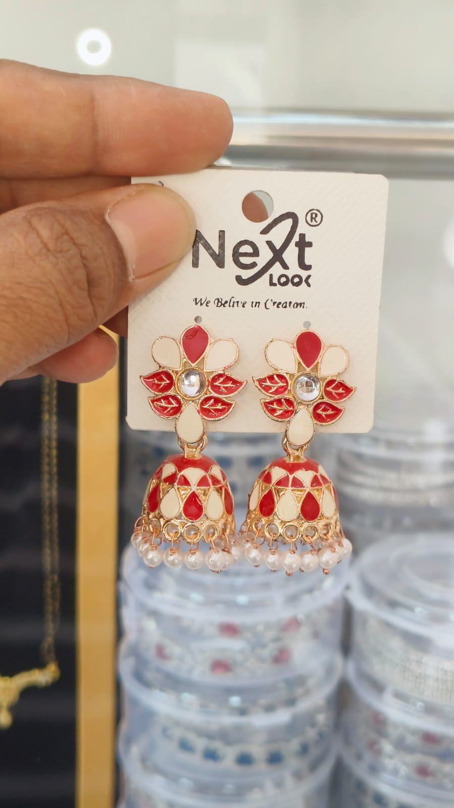 Meenakari Work Flower Jumkha