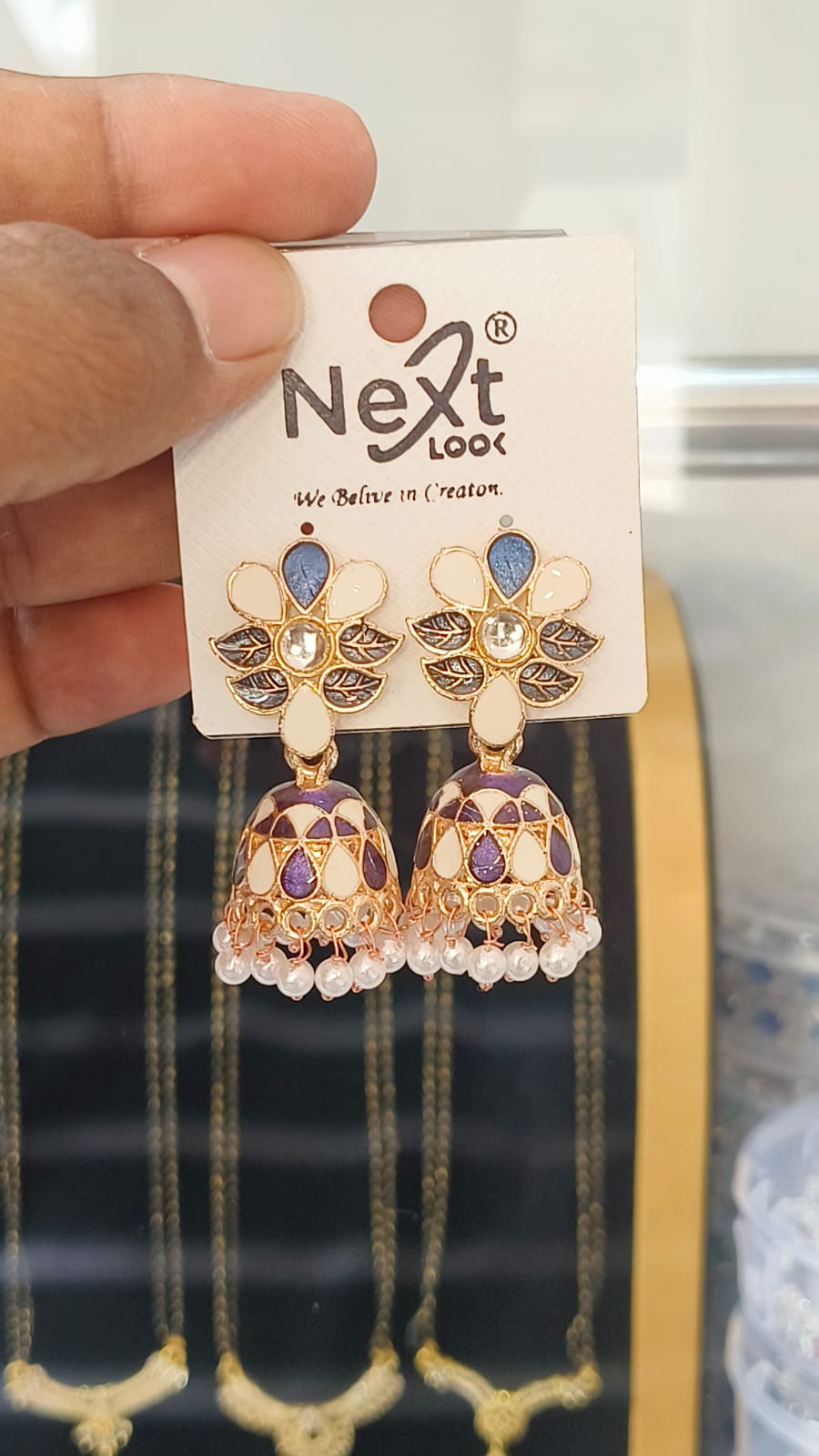 Meenakari Work Flower Jumkha