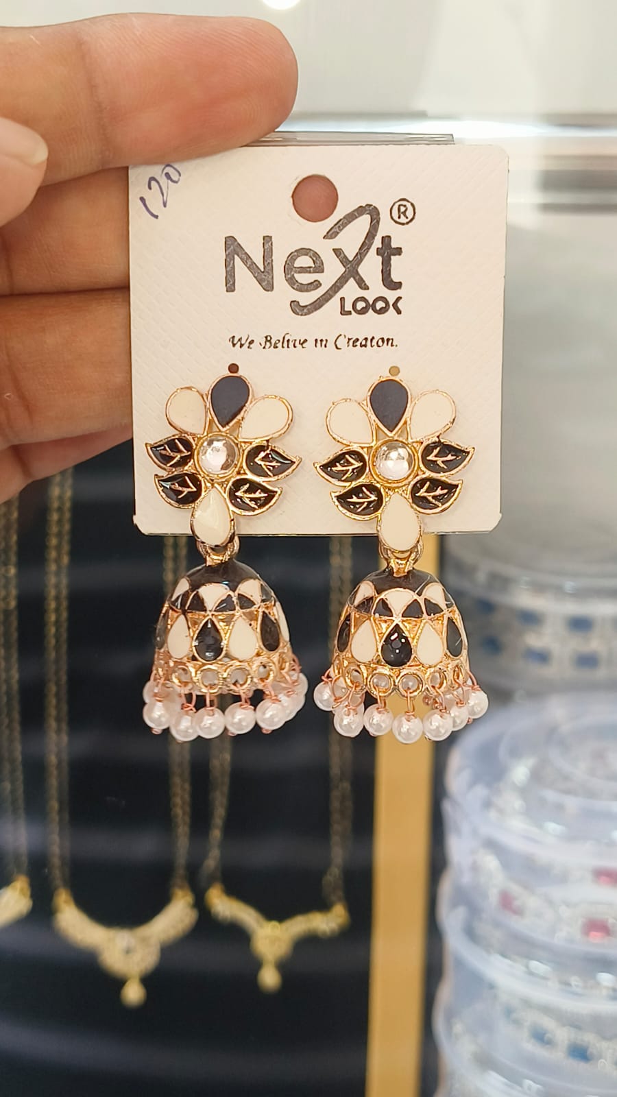 Meenakari Work Flower Jumkha