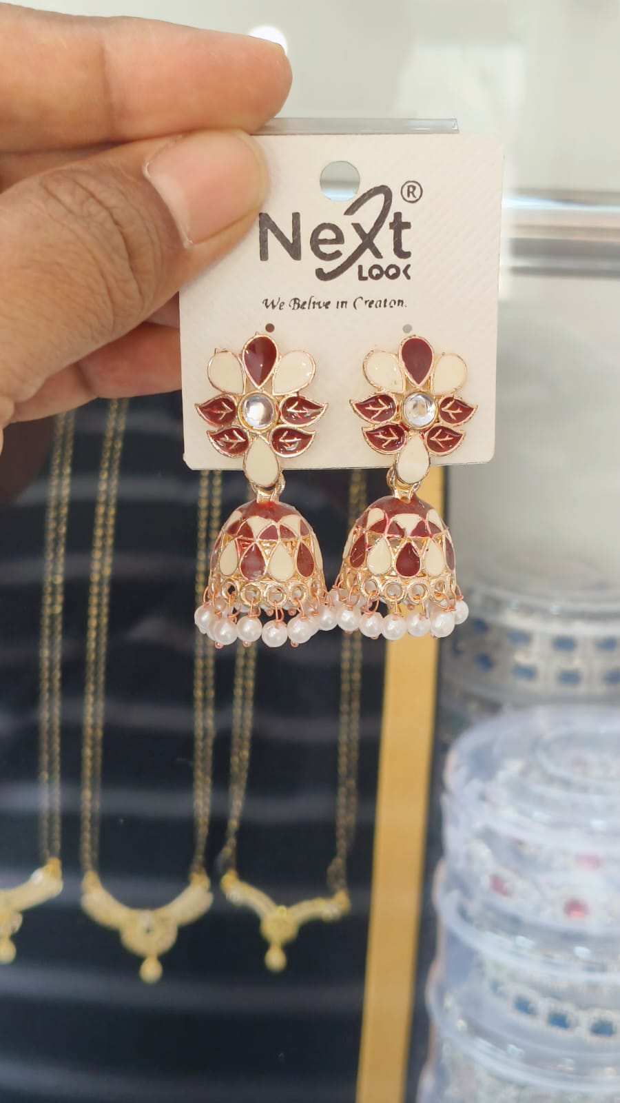 Meenakari Work Flower Jumkha