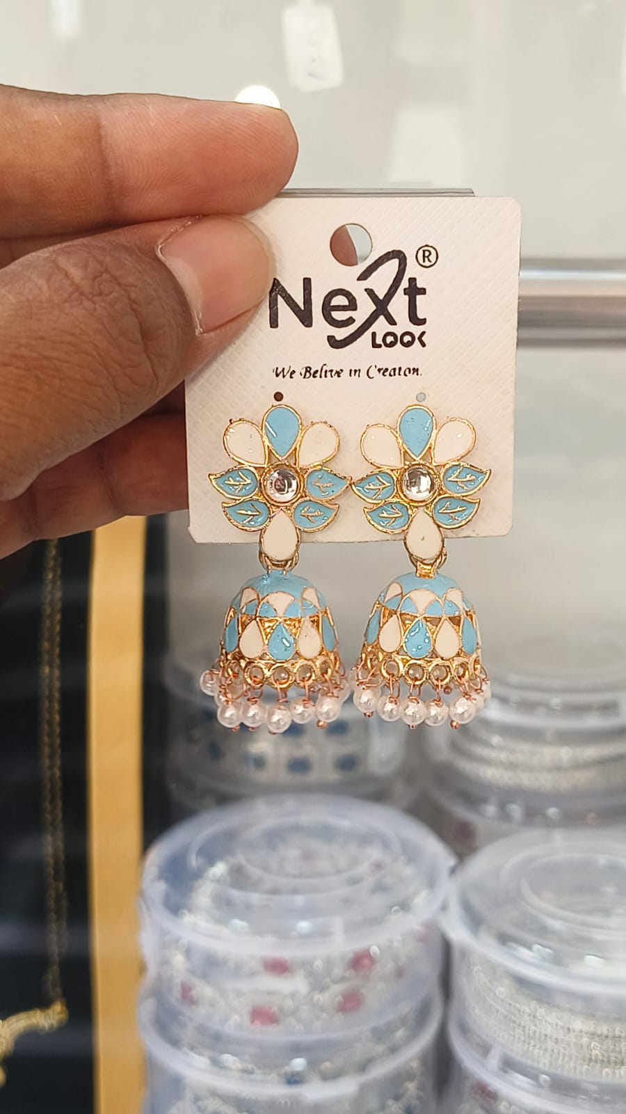 Meenakari Work Flower Jumkha