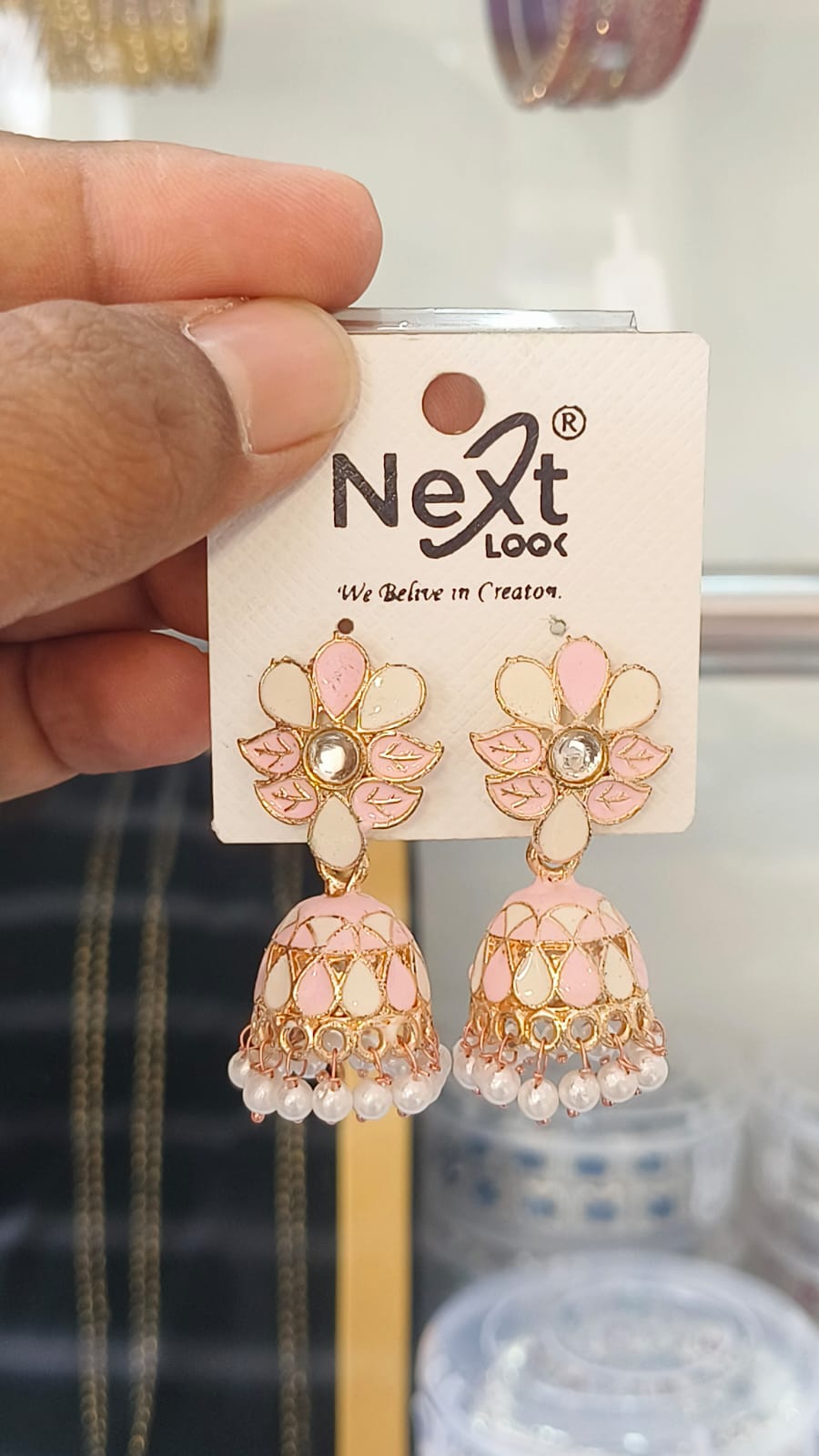 Meenakari Work Flower Jumkha