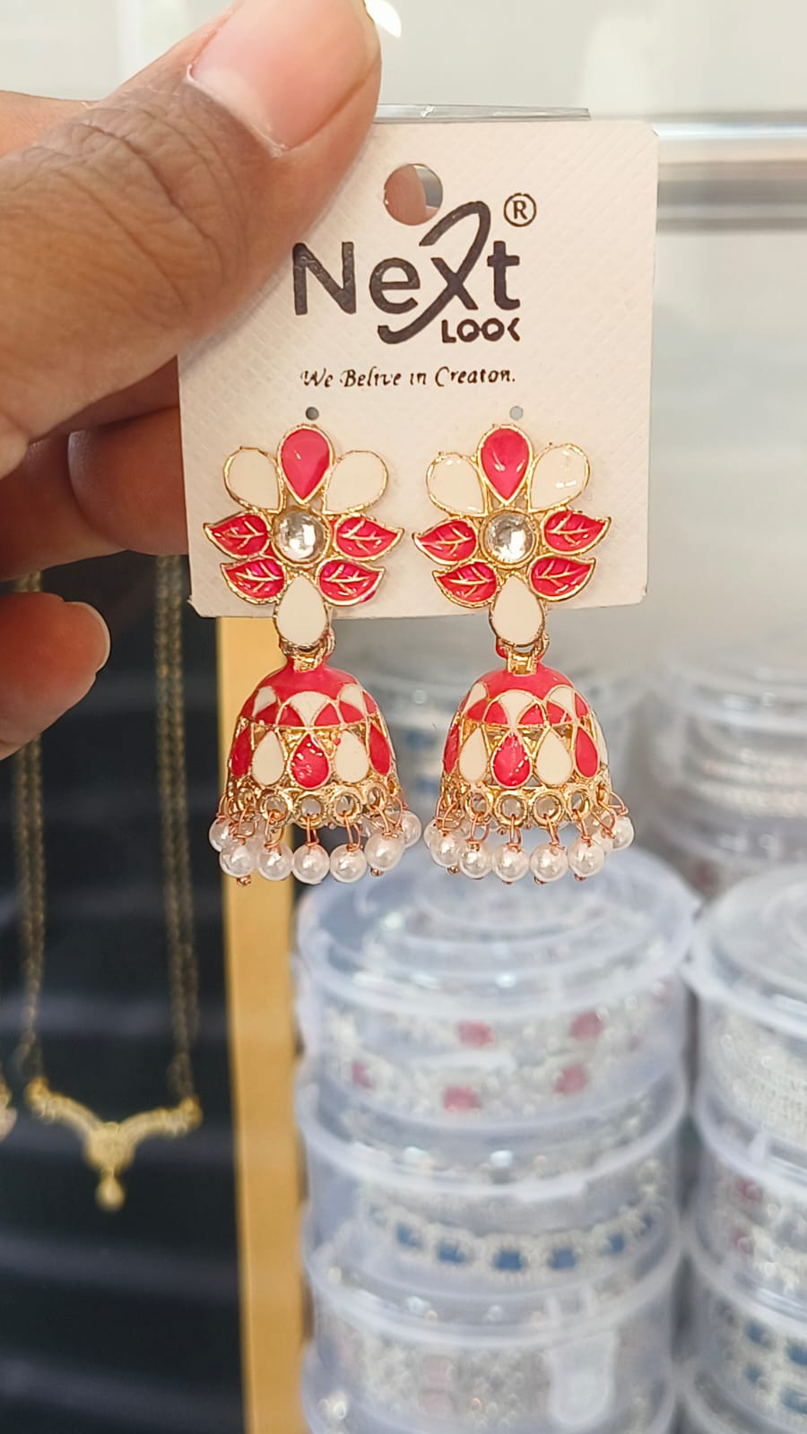 Meenakari Work Flower Jumkha