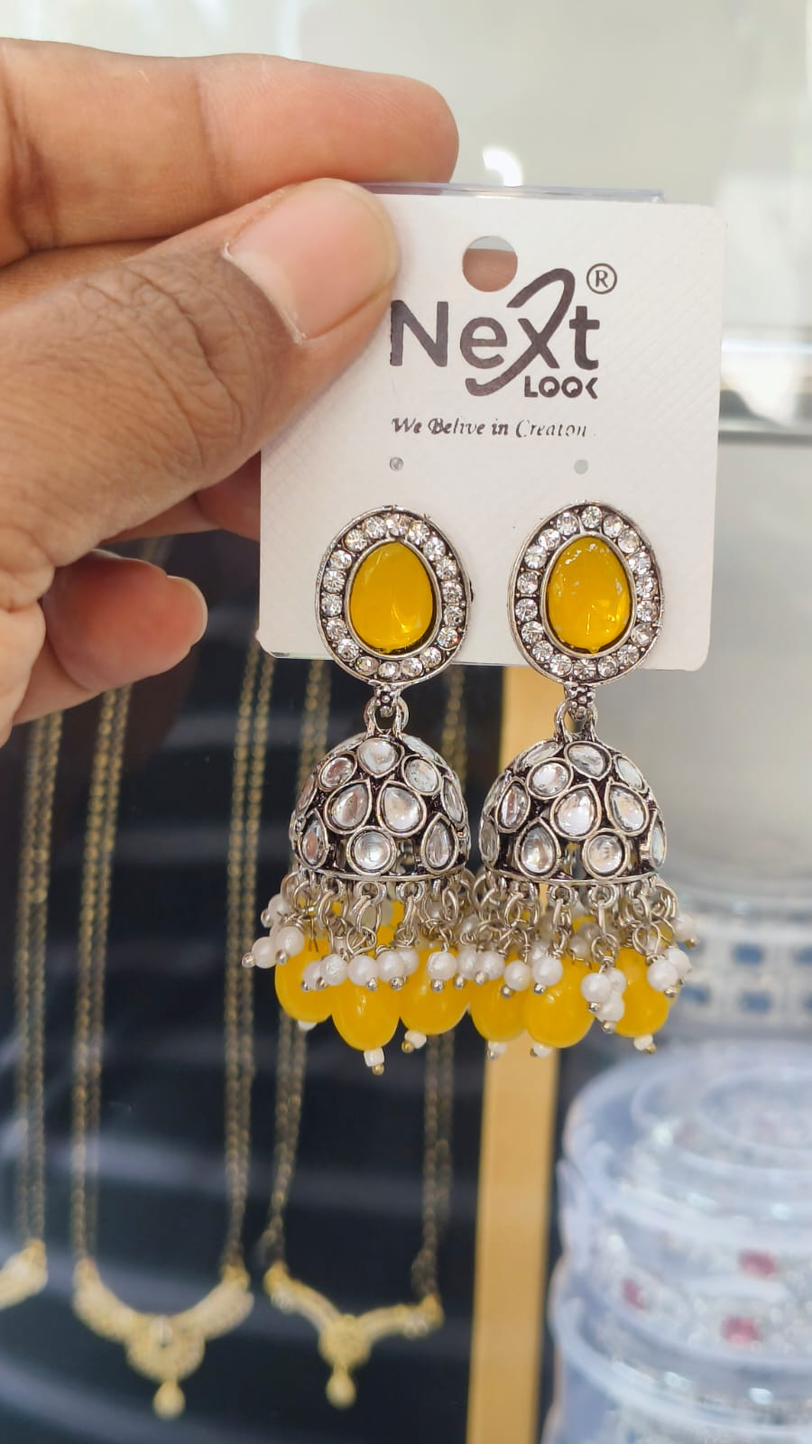 Kundan Jumka Oxidised
