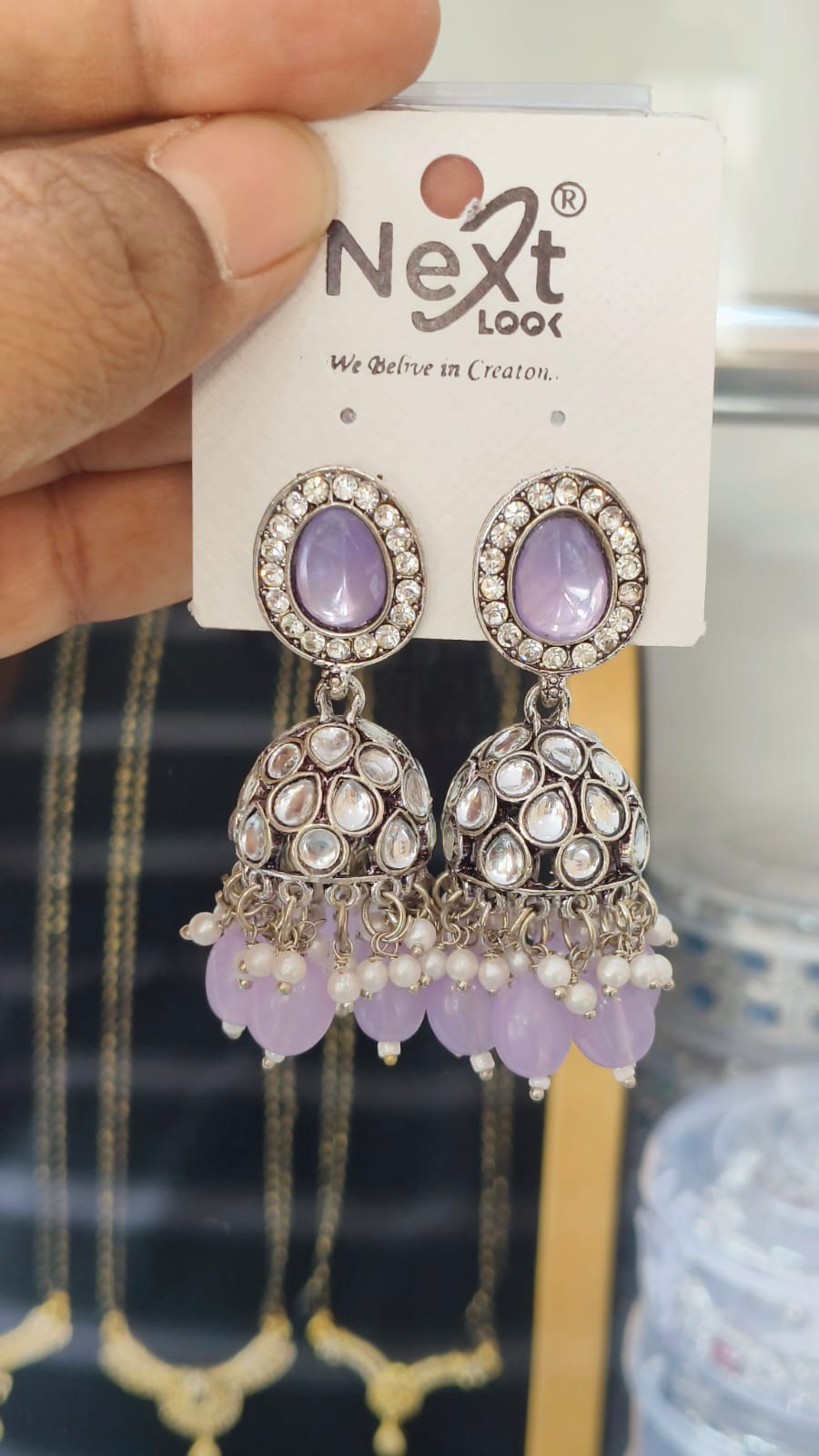 Kundan Jumka Oxidised