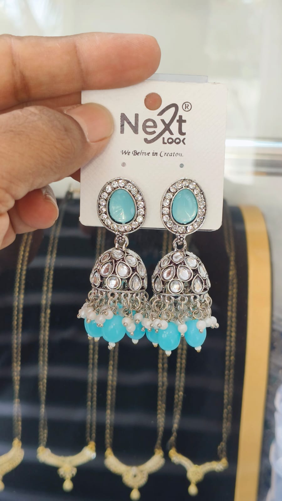 Kundan Jumka Oxidised
