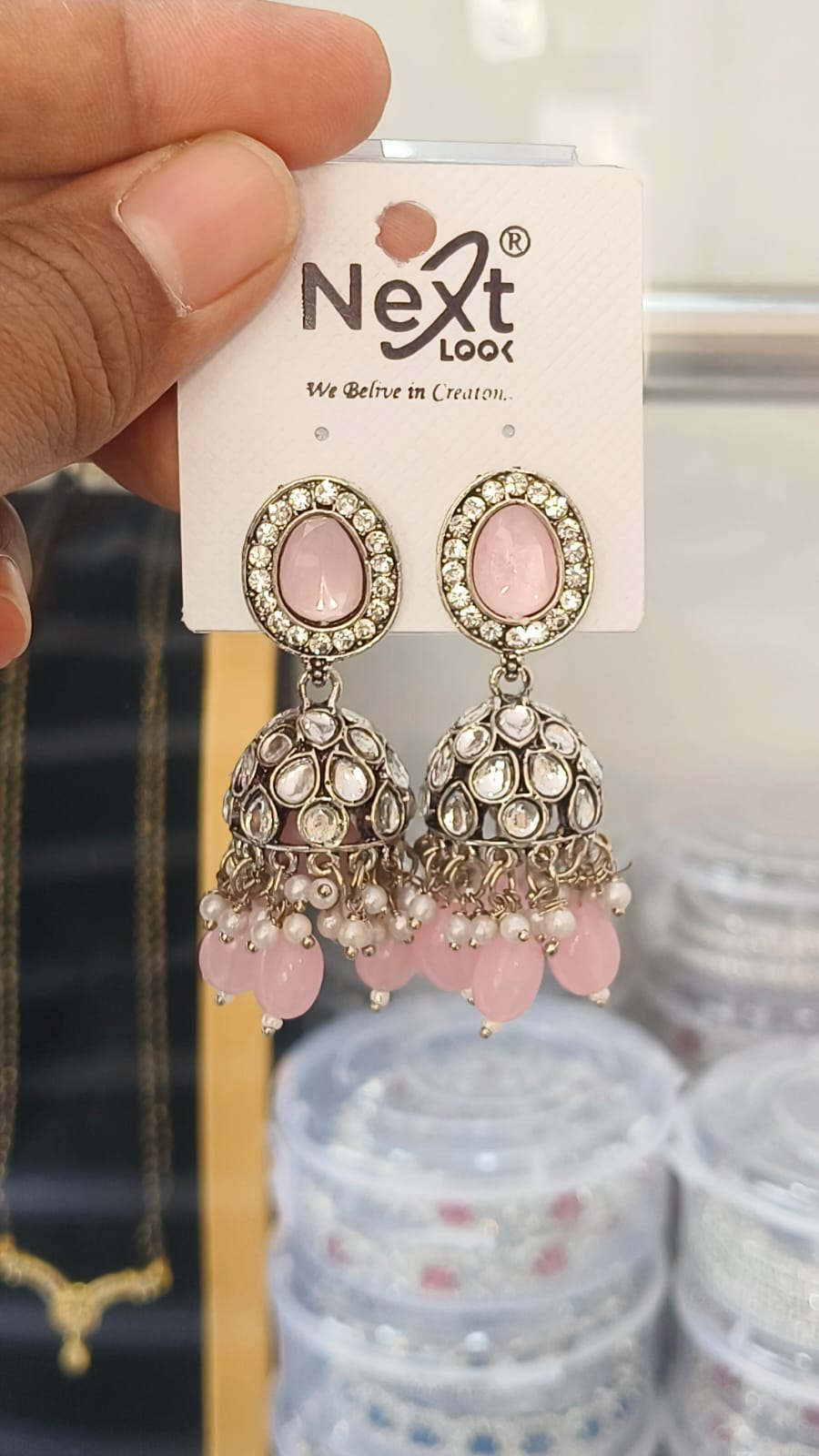 Kundan Jumka Oxidised