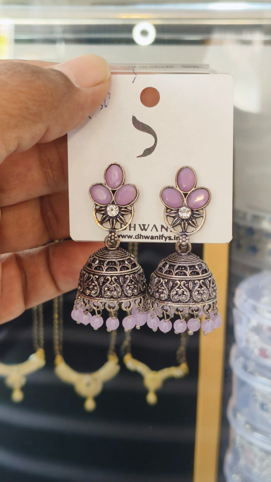 Oxidised Pearl Hanging Jumkha