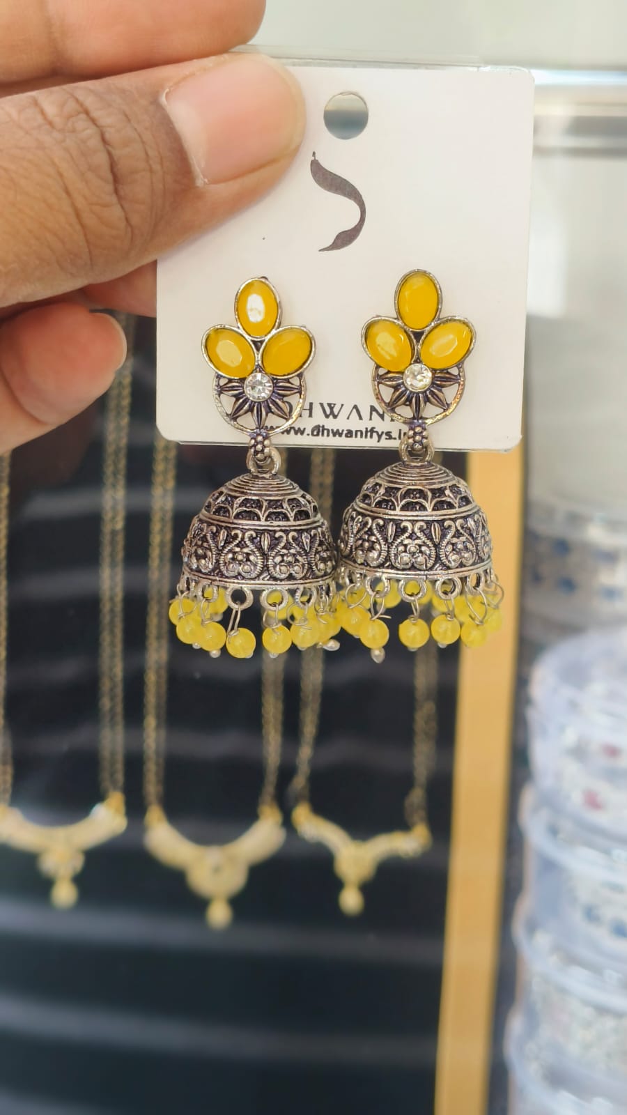 Oxidised Pearl Hanging Jumkha