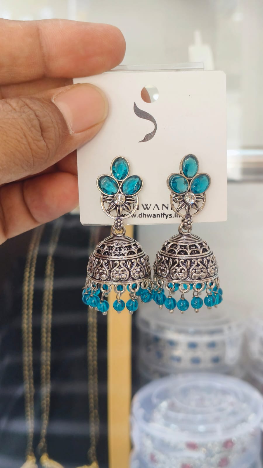 Oxidised Pearl Hanging Jumkha