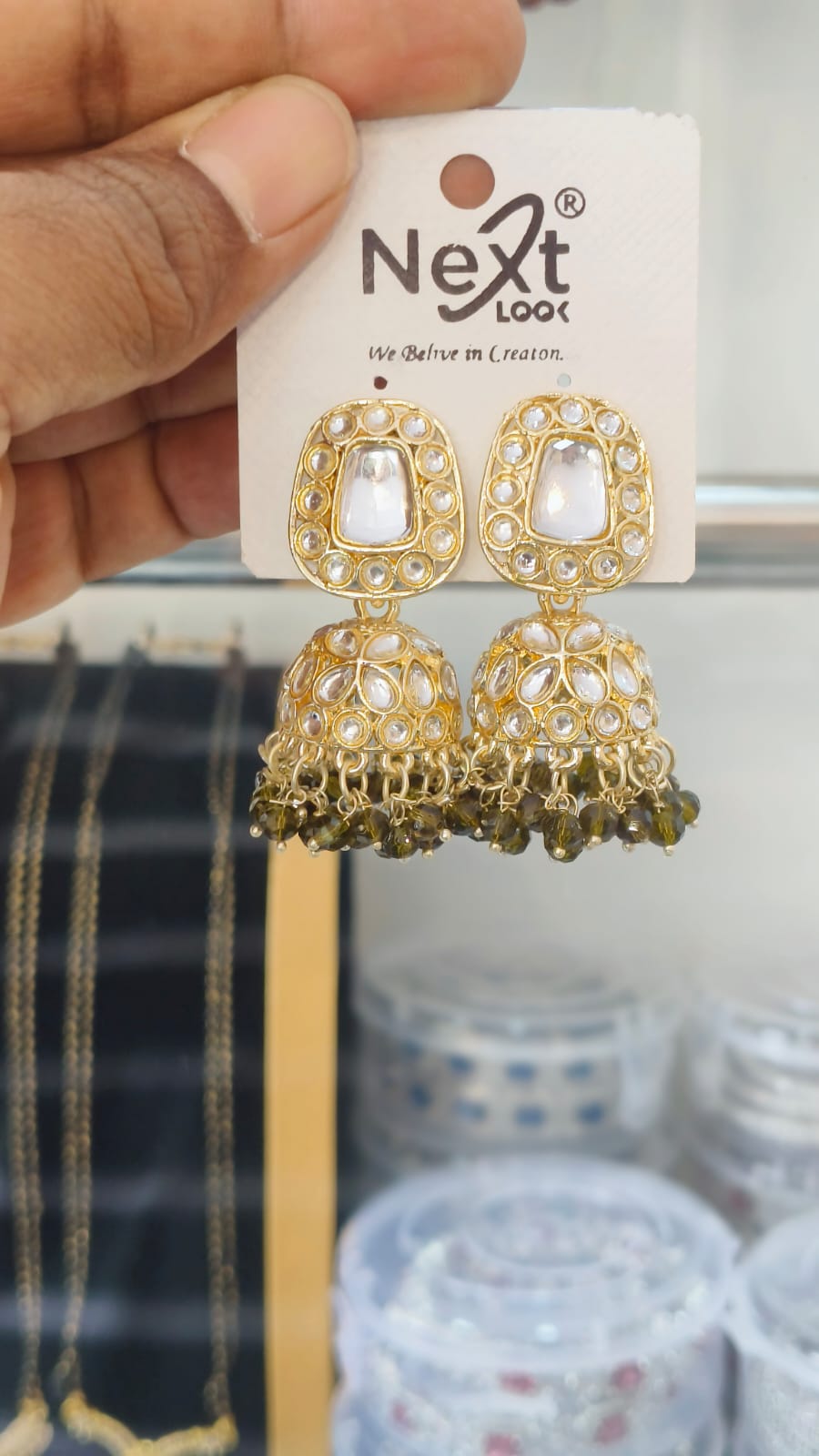 Kundan Stone Pearl Jumkha