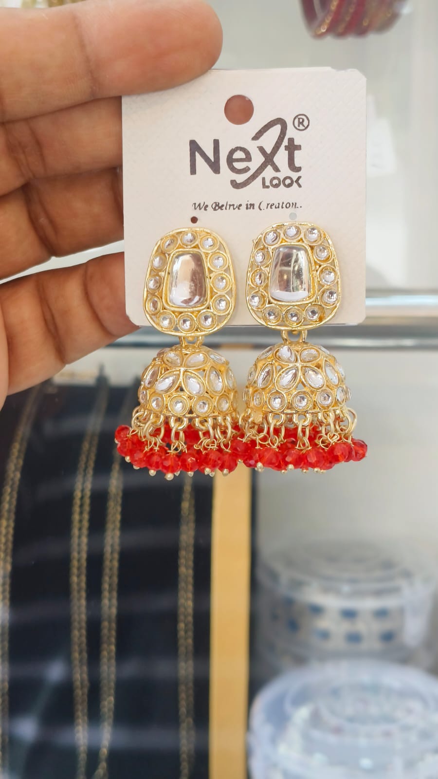 Kundan Stone Pearl Jumkha