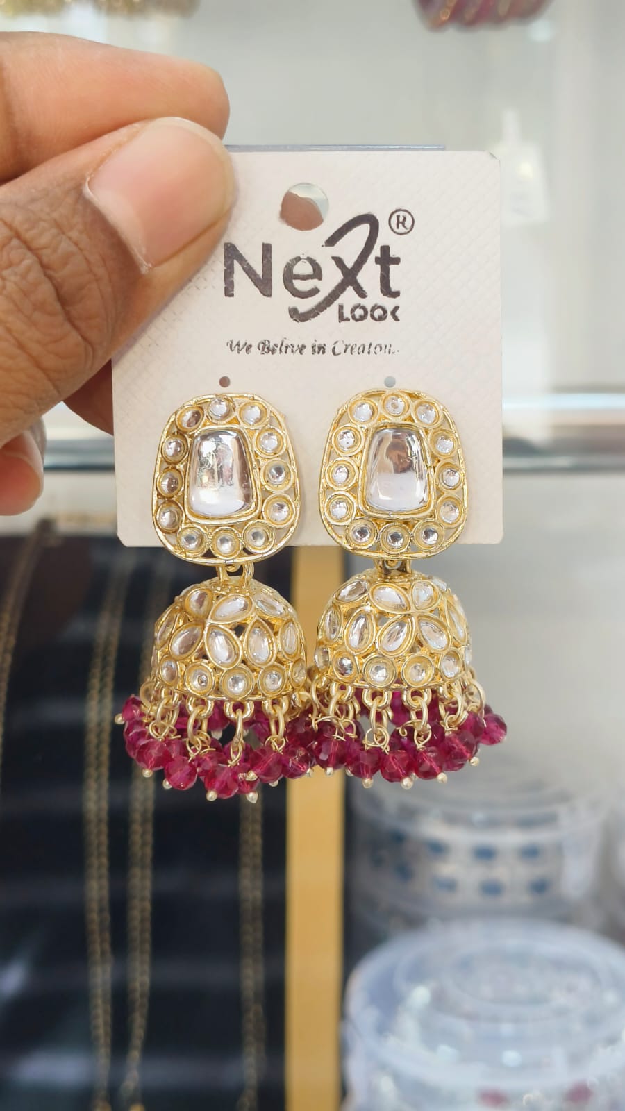 Kundan Stone Pearl Jumkha