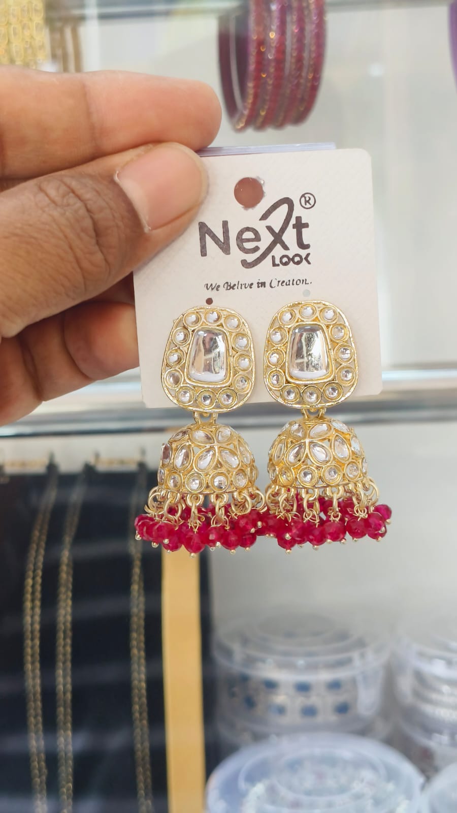 Kundan Stone Pearl Jumkha