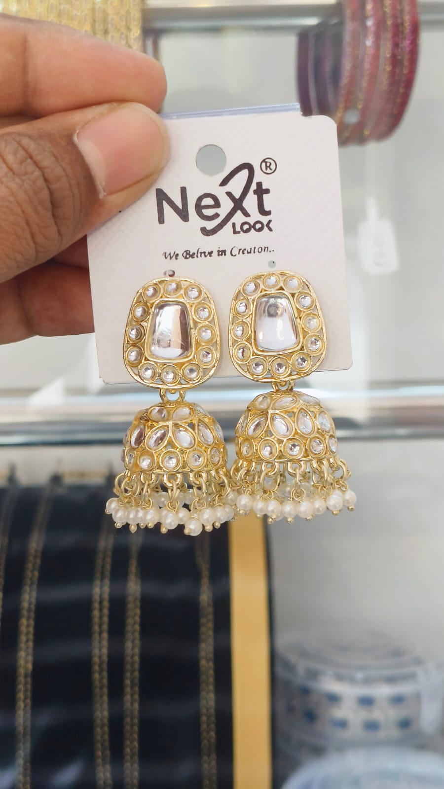 Kundan Stone Pearl Jumkha