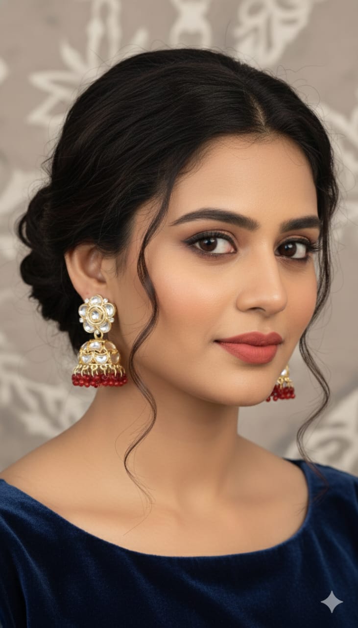 Kundan Pearl Jumkha Traditional look