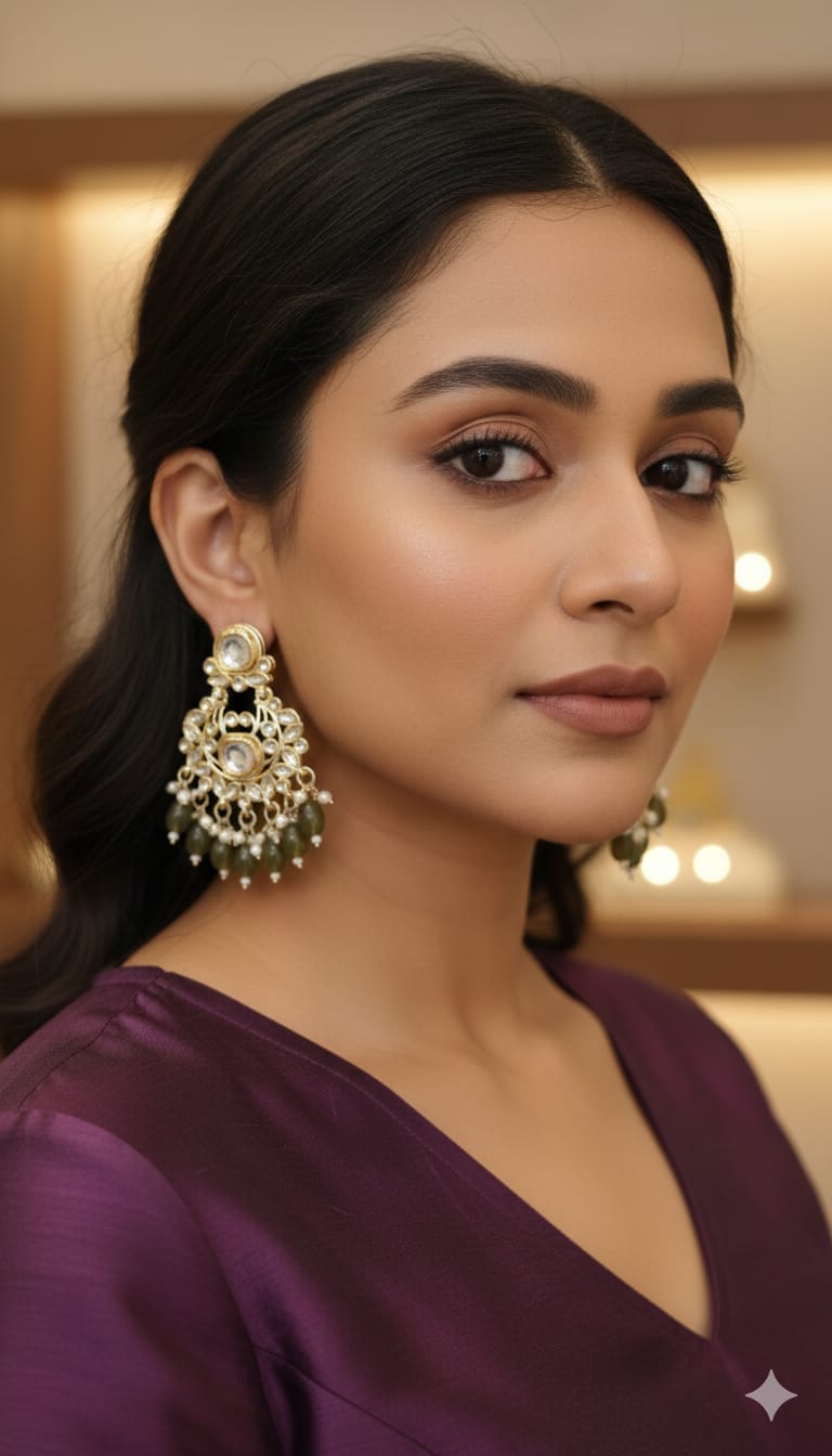 Pretty Kundan Dangle Earrings