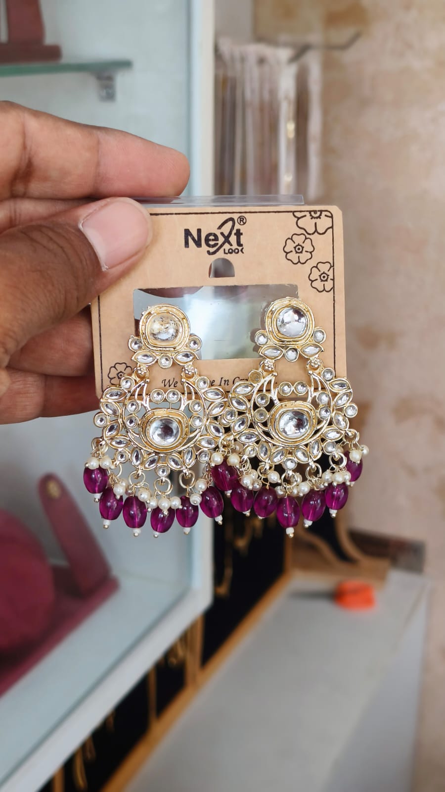 Pretty Kundan Dangle Earrings