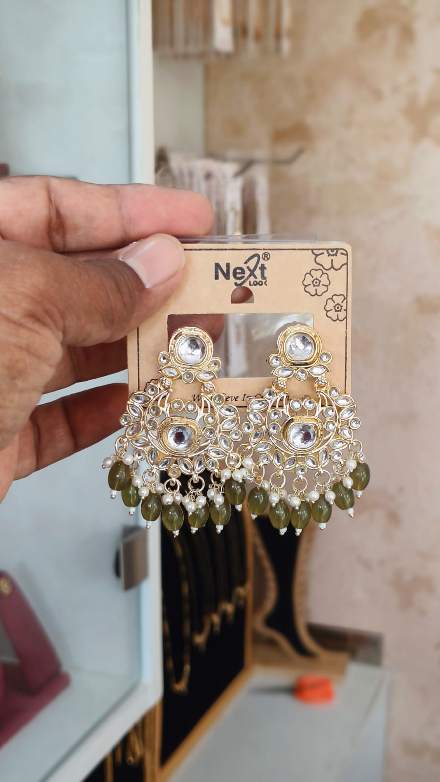 Pretty Kundan Dangle Earrings