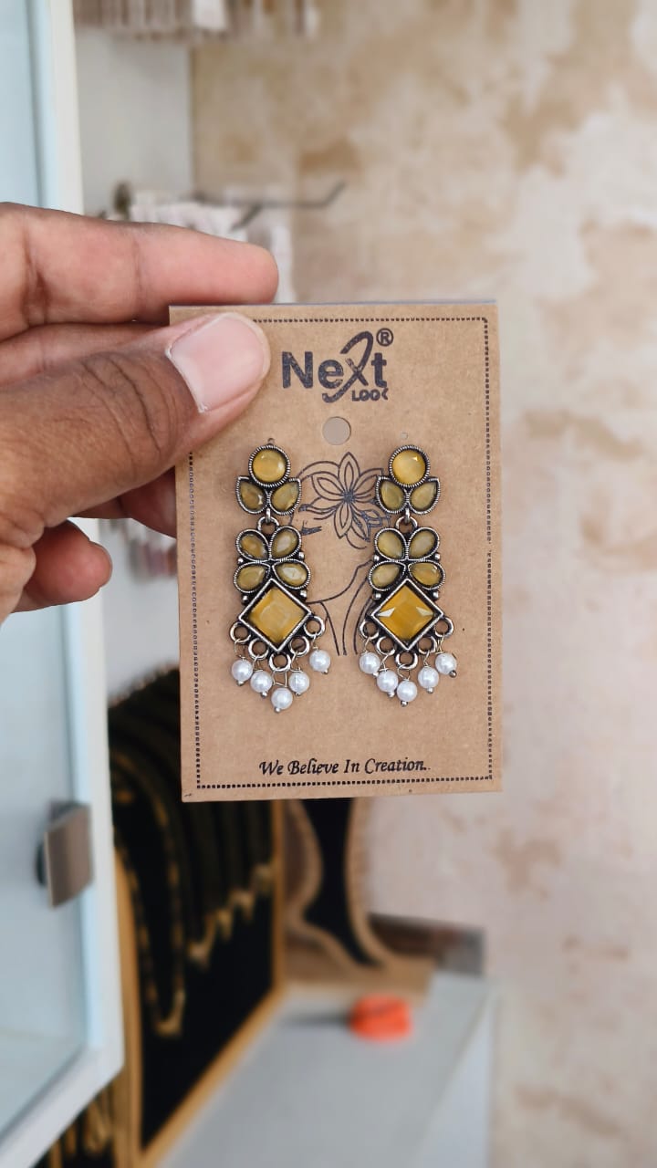 Stylish Oxidised Silver Dangle Earrings