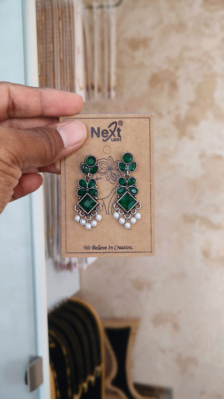 Stylish Oxidised Silver Dangle Earrings