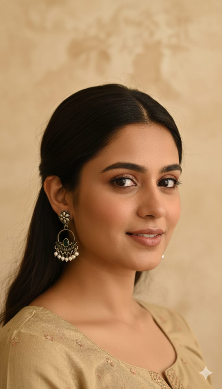 Flower Oxidised Dangle Earring