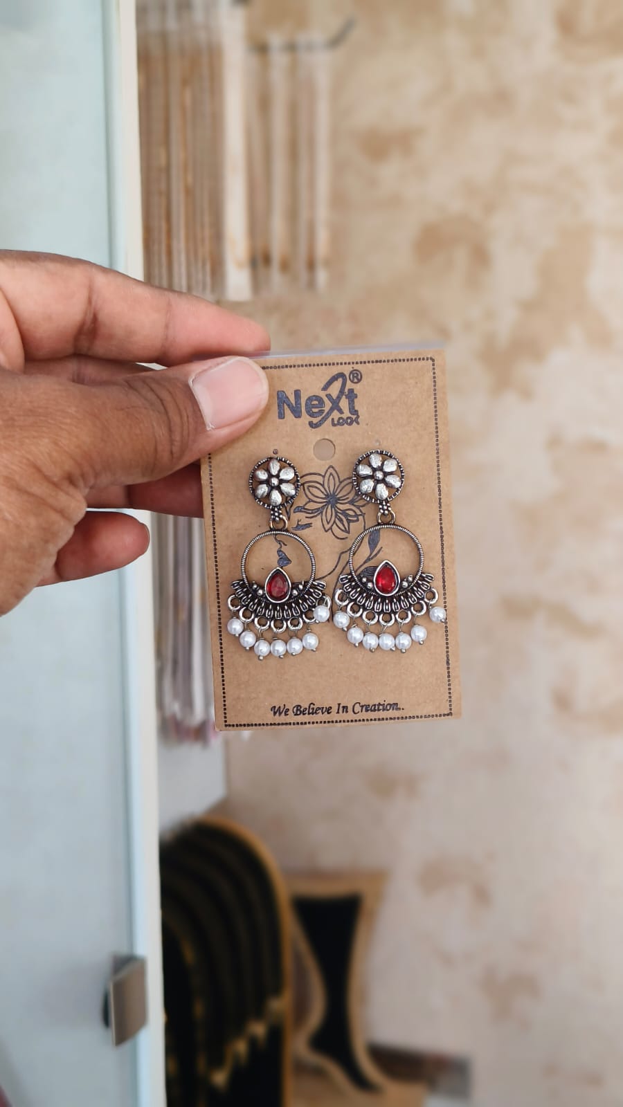 Flower Oxidised Dangle Earring