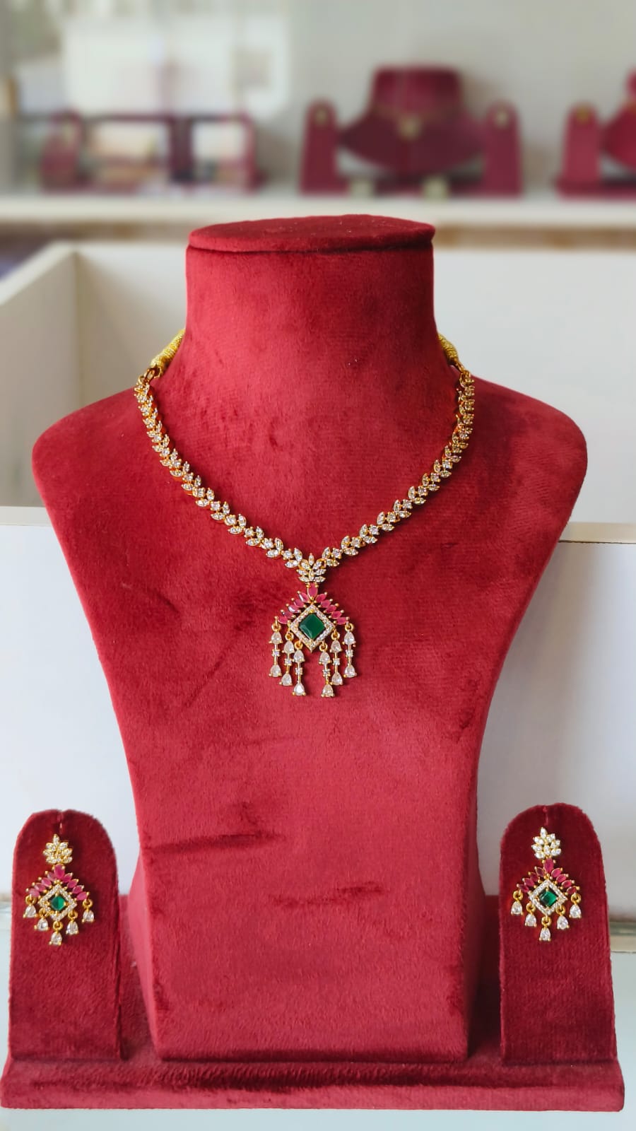 American Diamond Elegant Necklace with Earrings