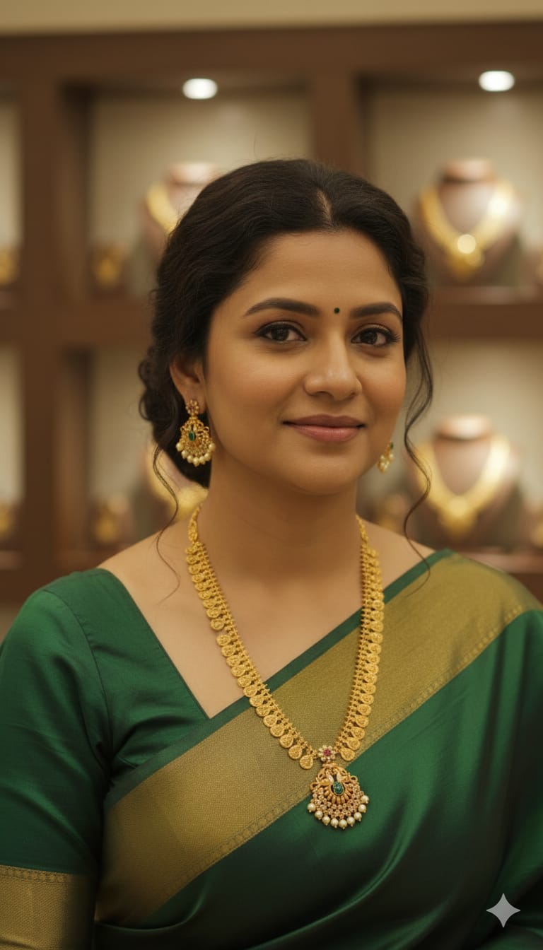 Lakshmi Coin Traditional American Diamond Long Necklace