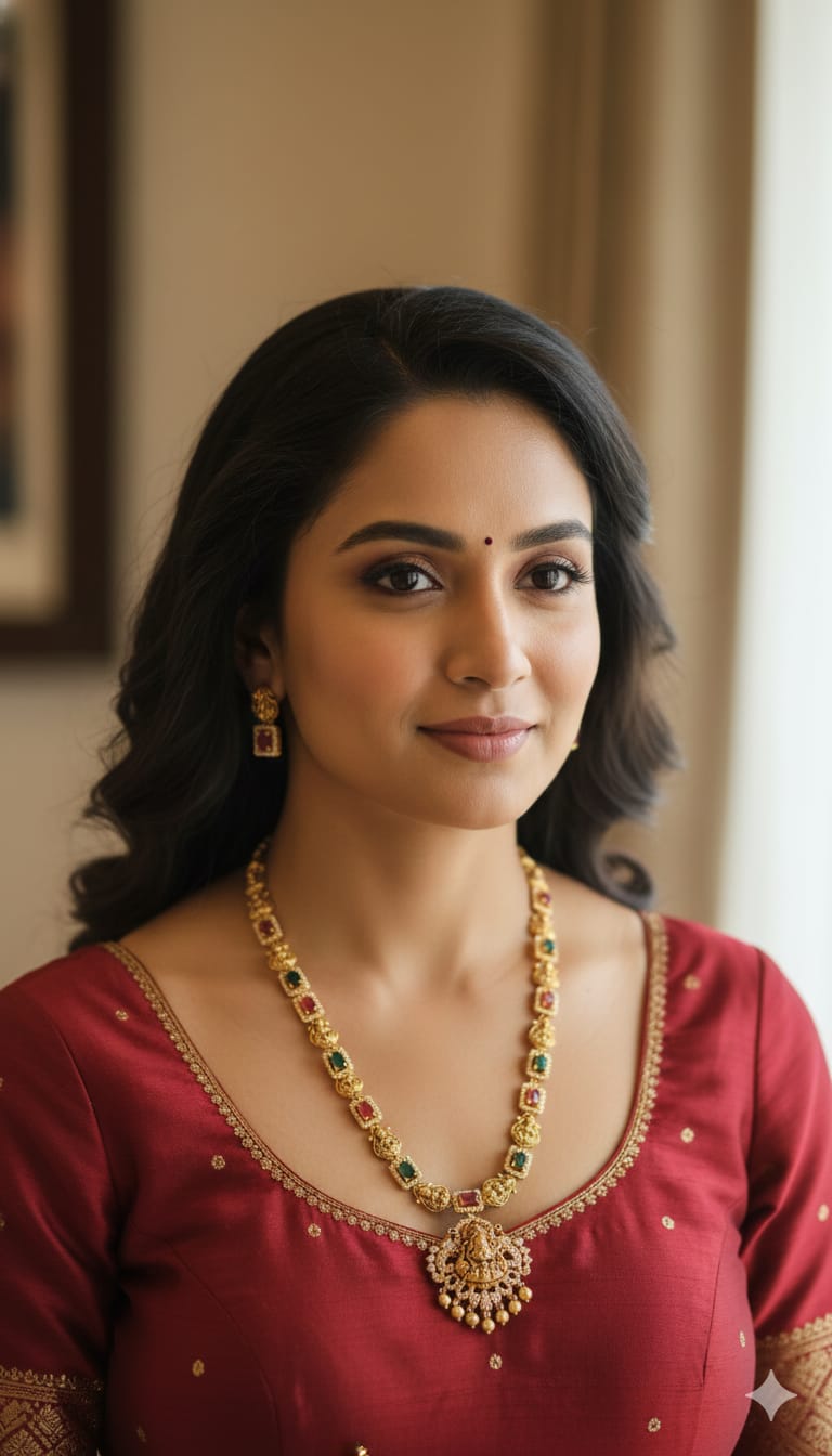 Lakshmi Pendant Traditional Look Haram / Long Necklace