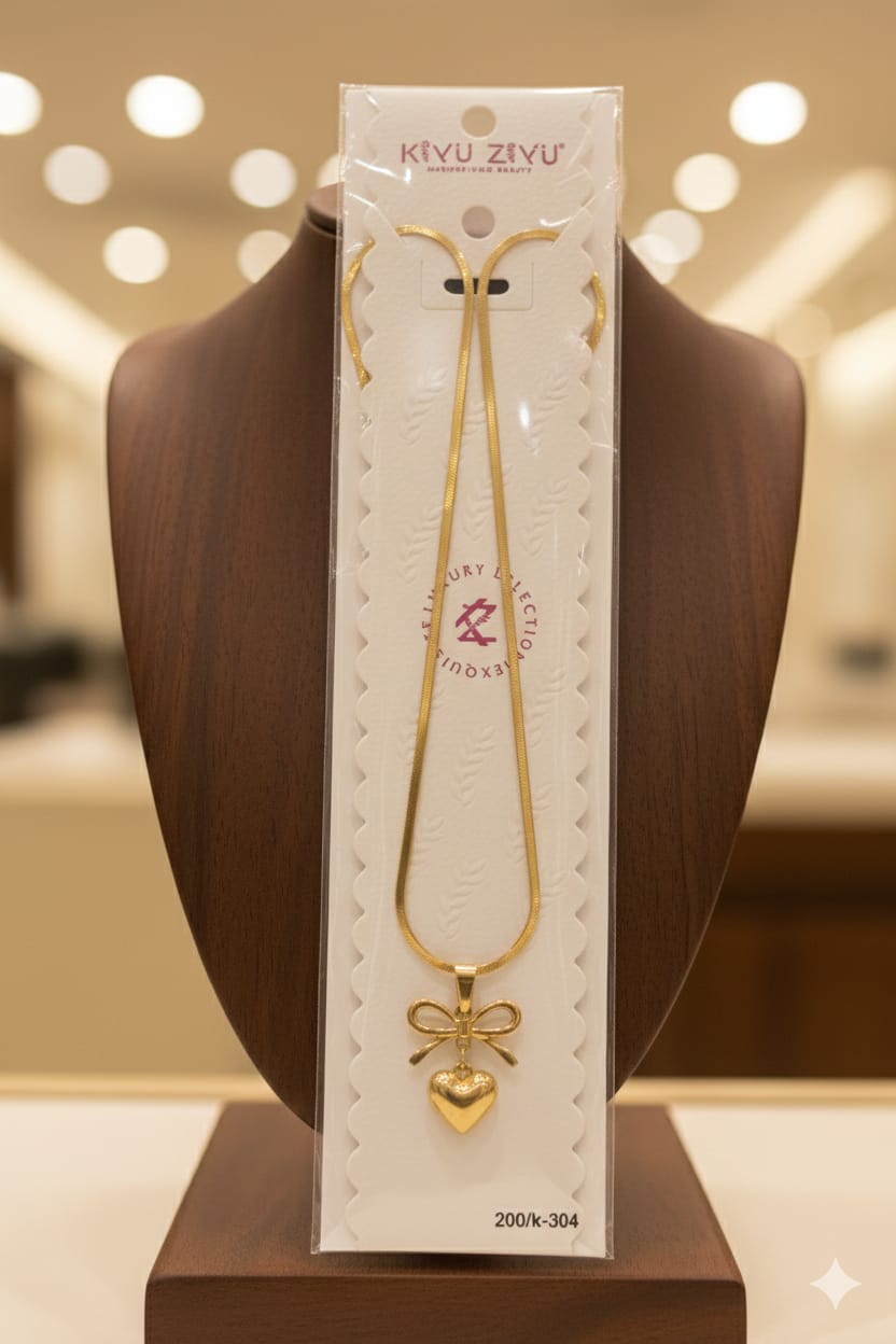 Bow Heart Chain Pendant