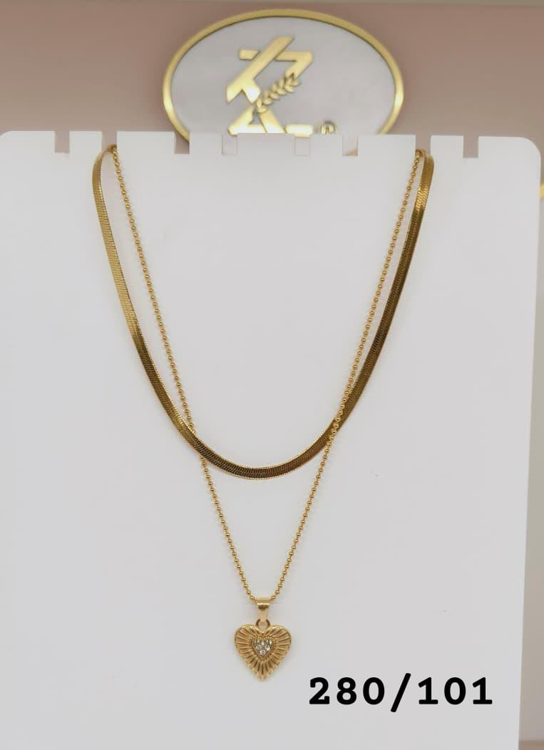 Double Layer Heart Chain Pendant