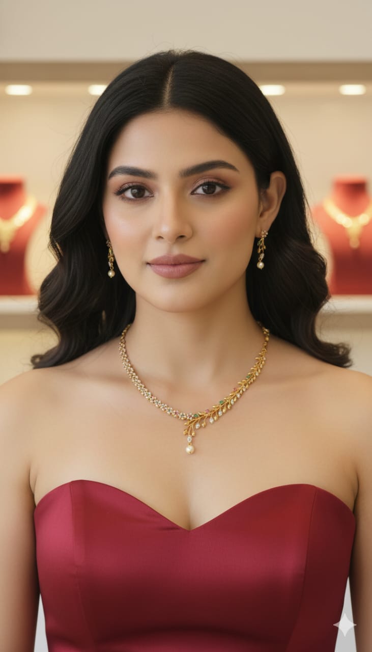 Trendy Dual Design AD Necklace