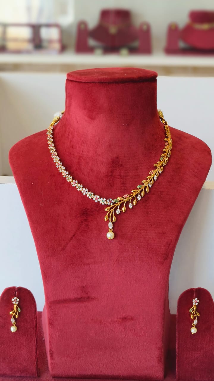 Trendy Dual Design AD Necklace
