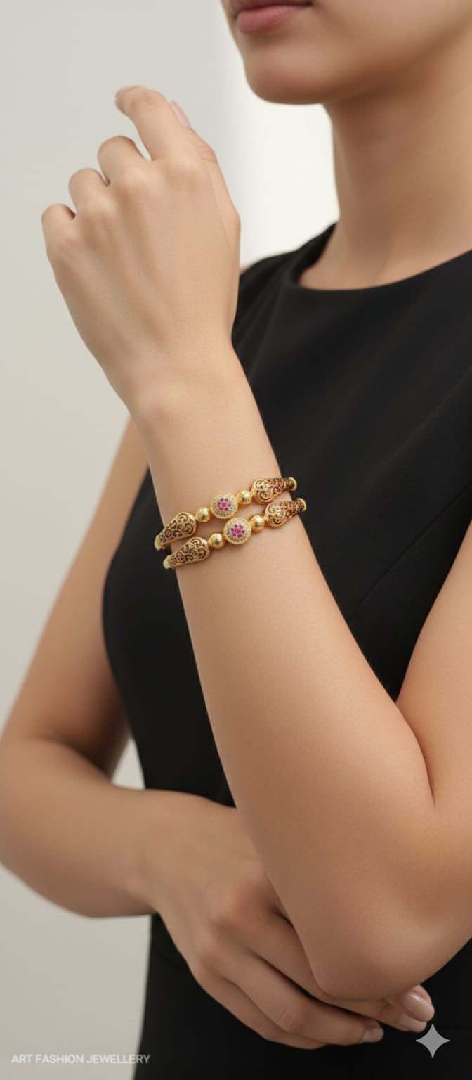 Swasthik 22kGold Plated Bangle/Kada