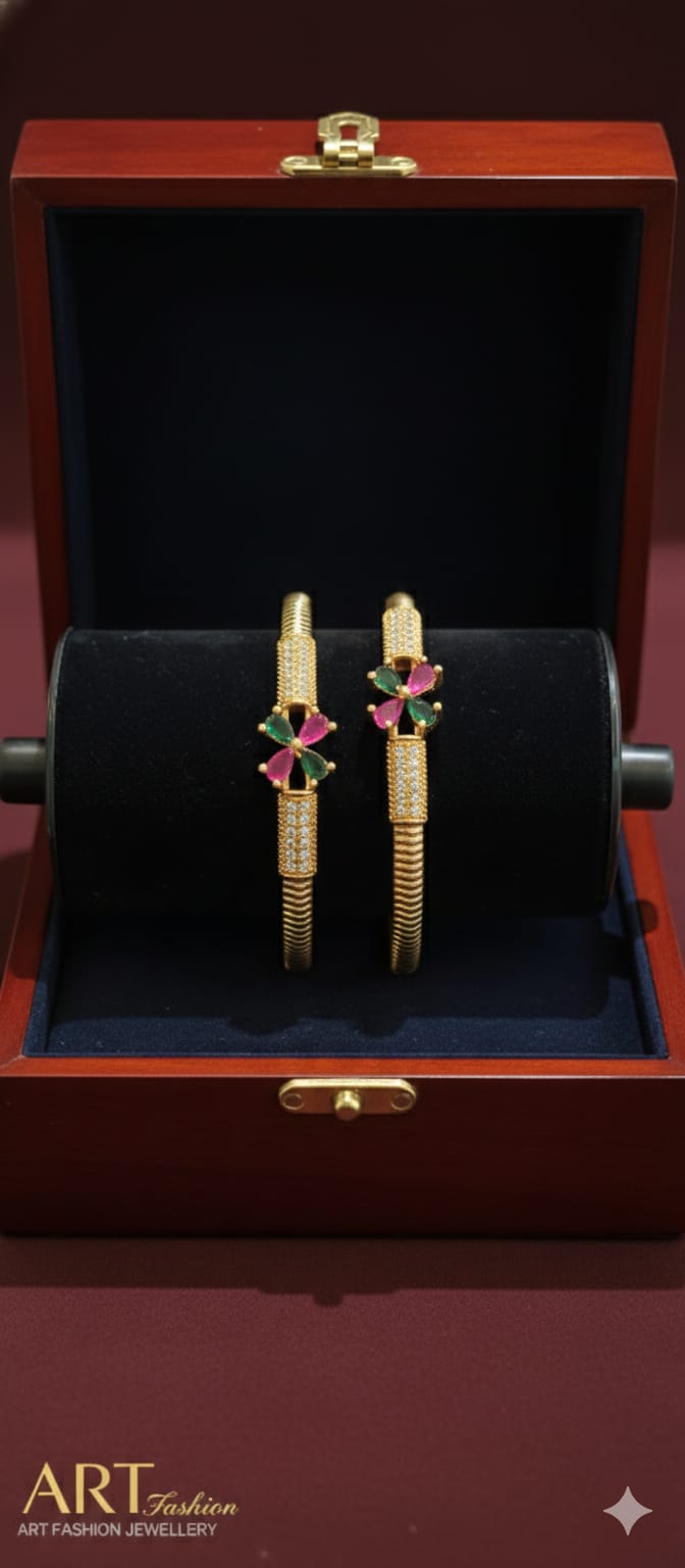 Floral 22k Gold Plated Kada/Bangle