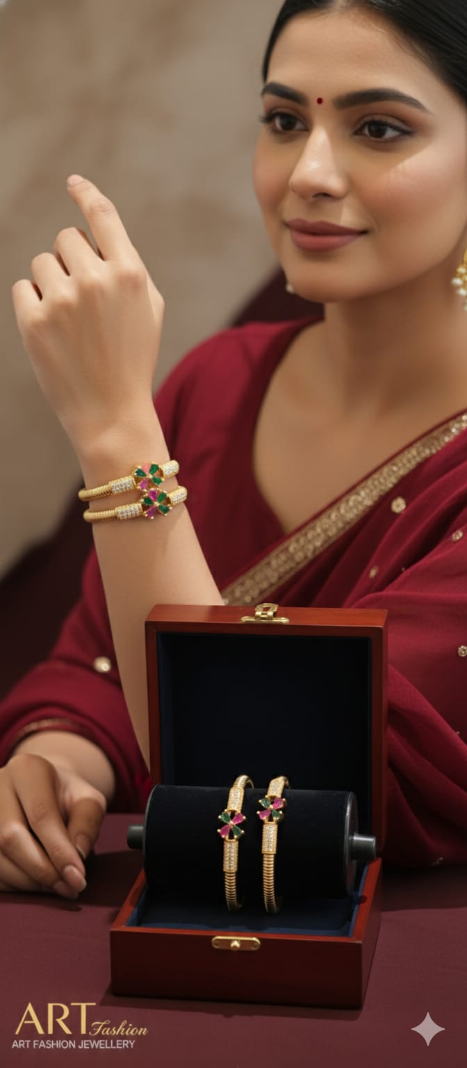 Floral 22k Gold Plated Kada/Bangle
