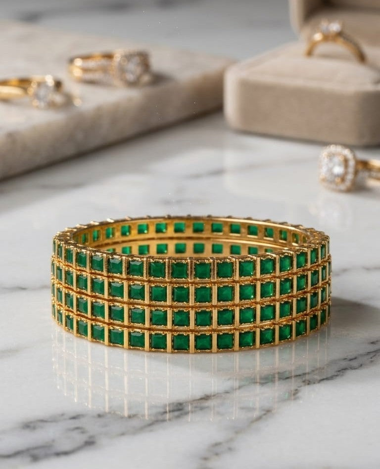 Traditional Emerald AD Bangle