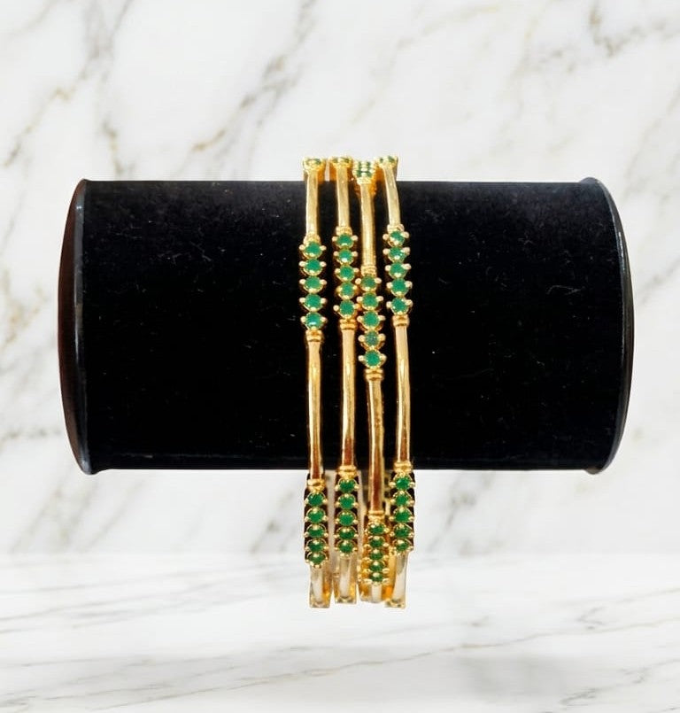 Spring American Diamond Emerald Bangle
