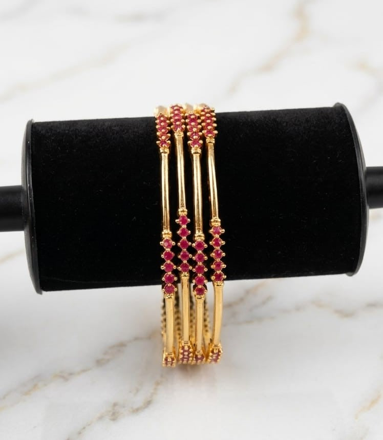 Spring American Diamond Ruby Bangle