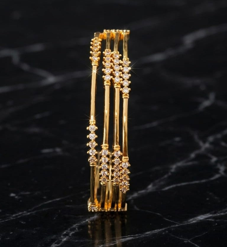 Spring American Diamond Bangle Gold Plated