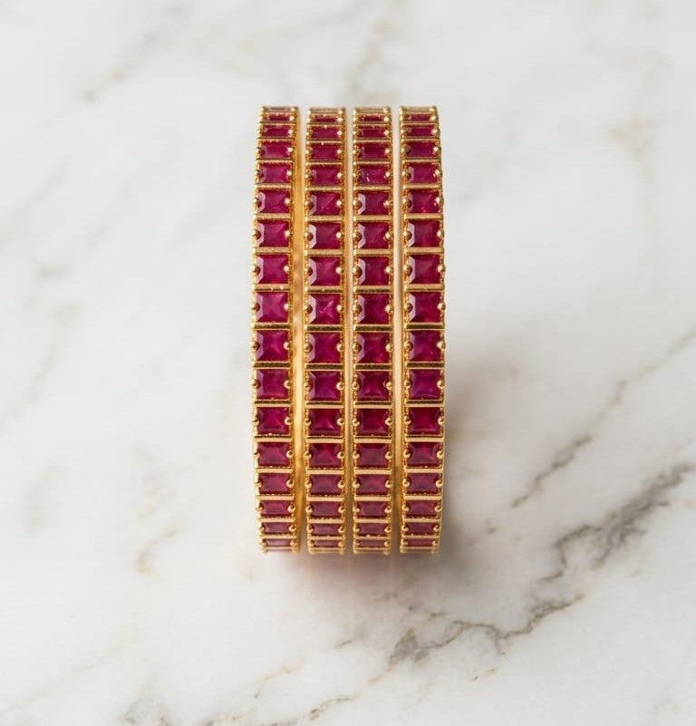 Traditional Ruby Stone AD Bangle