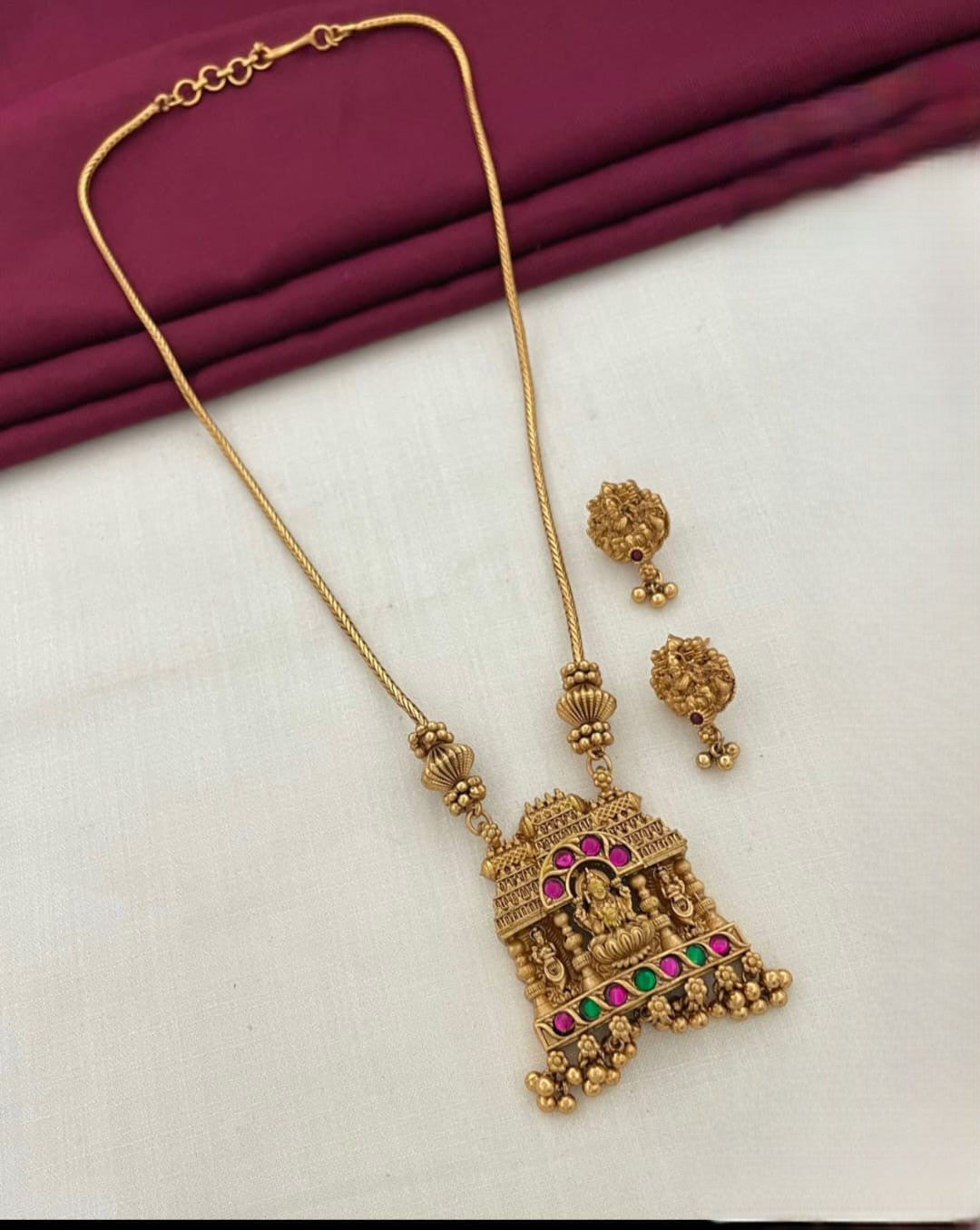 Temple Lakshmi Pendant Set